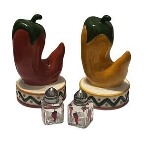 Vintage Chili Pepper South Western Style Salt Pepper Shakers 2 Sets
